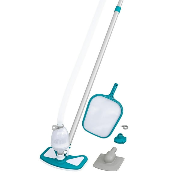 Bestway: Aquclear Pool Maintenance Kit - 9' Aluminum Pole w/ Interchangeable Vacuum & Skimmer Heads, Filter Pump Attaching, Water Cleaning Accessory