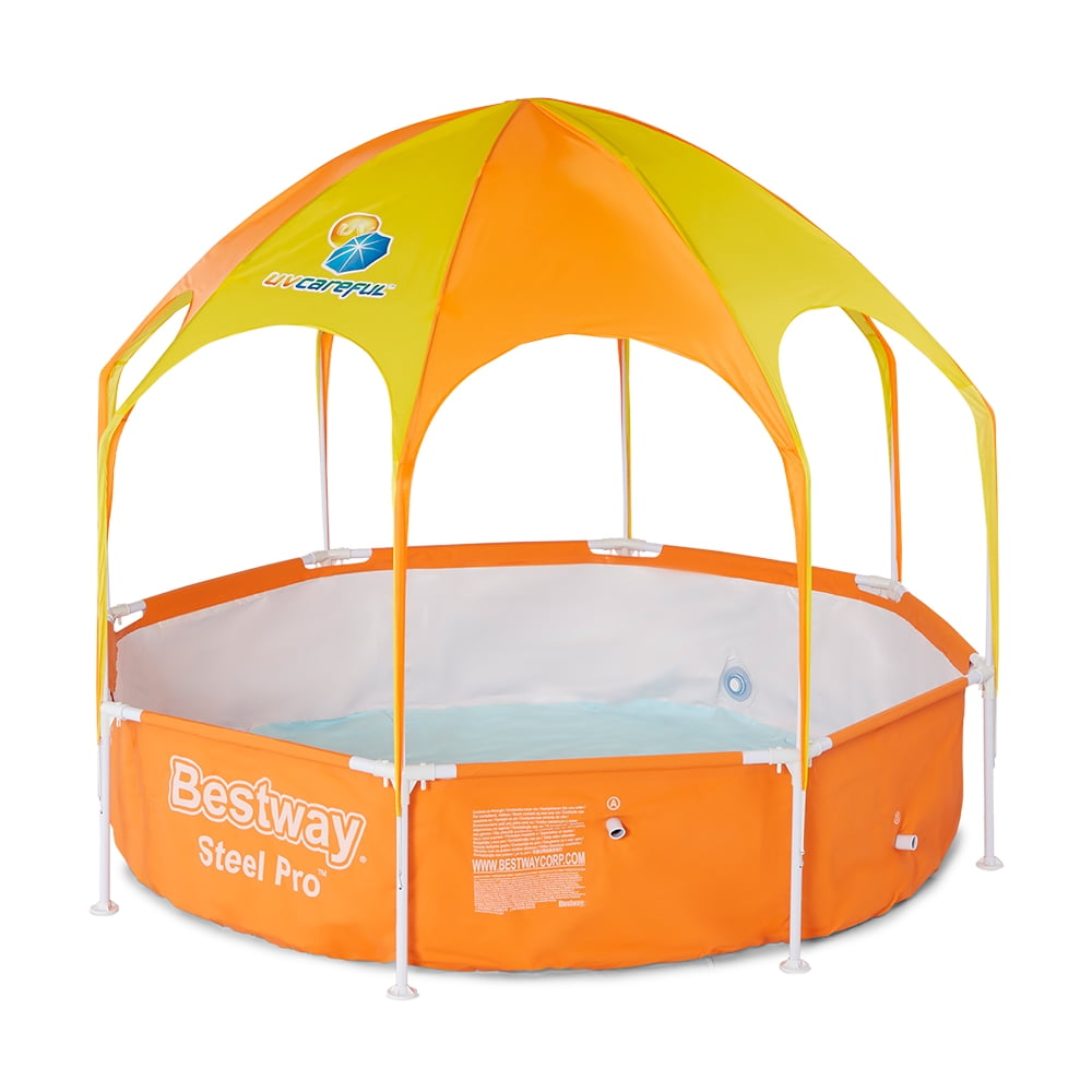 Bestway 8' x 20" Splash in Shade Kids Spray Play Swimming Pool with UV Canopy