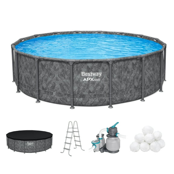 Bestway APX 365 16'x48" Metal Frame Above Ground Pool w/ Sand Pump & Accessories
