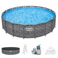thumbnail image 1 of Bestway APX 365 18'x52" Metal Frame Above Ground Pool w/ Sand Filter Pump, Ladder & Cover, 1 of 12
