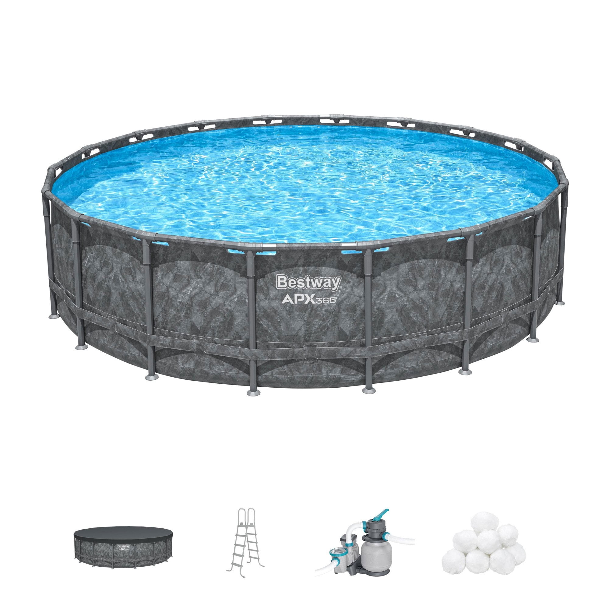 Bestway APX 365 18 x52 Round Above Ground Swimming Pool With Pump Bestway apx 365 18 x52 round above ground swimming pool with pump