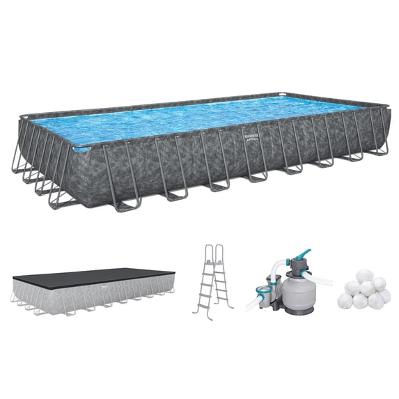 Bestway APX 365 31’4"x16'x52” Metal Frame Above Ground Pool w/ Sand Pump & Accessories