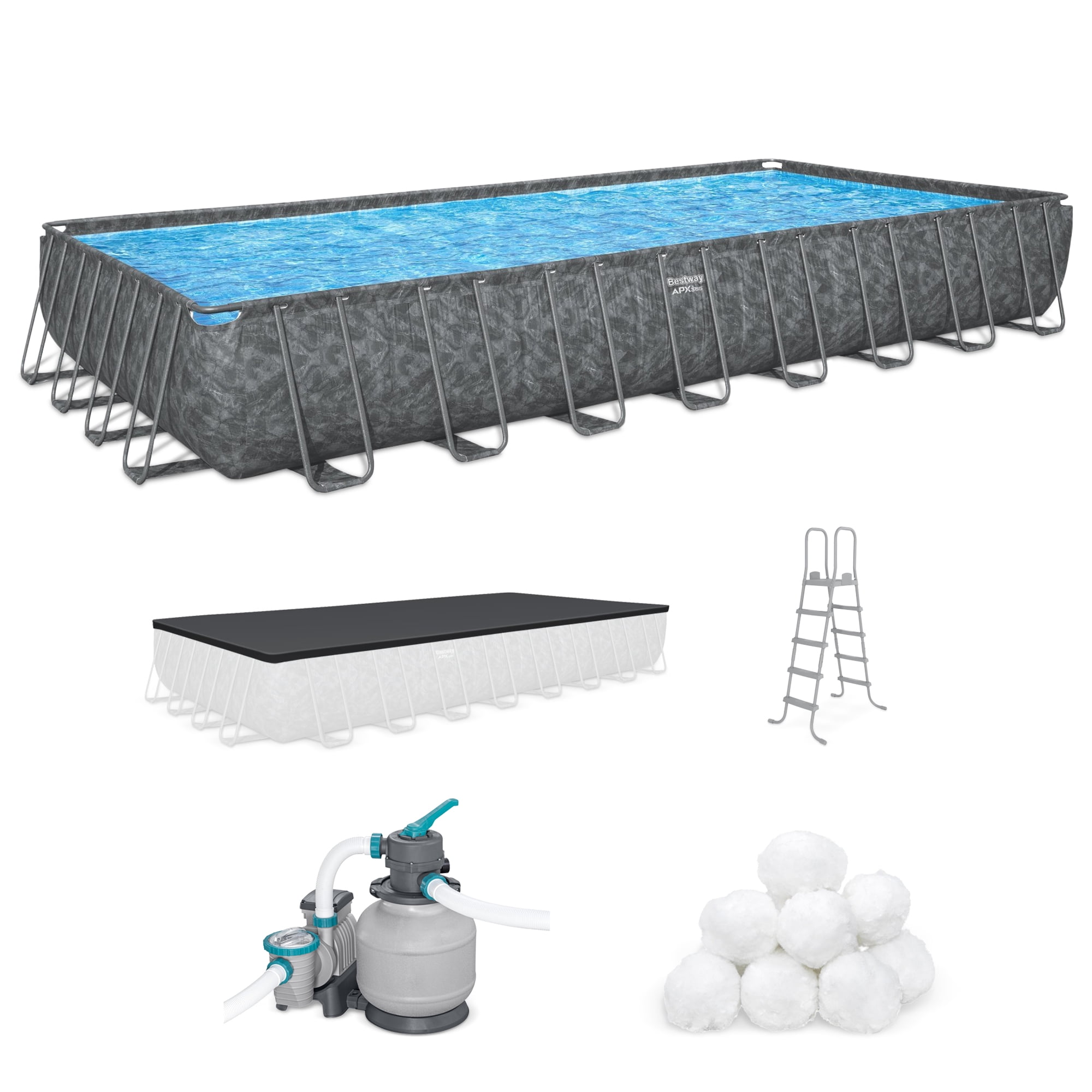 Bestway APX 365 31'4" x 16' x 52" Rectangular Above Ground Swimming Pool