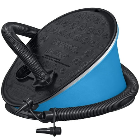 Bestway: Air Step Pro Pump - Black & Yellow - 11" Portable Foot Pump, Inflate & Deflate Mattresses-Pools-Floats-Toys, Flexible Hose, 3 Valve Adapters