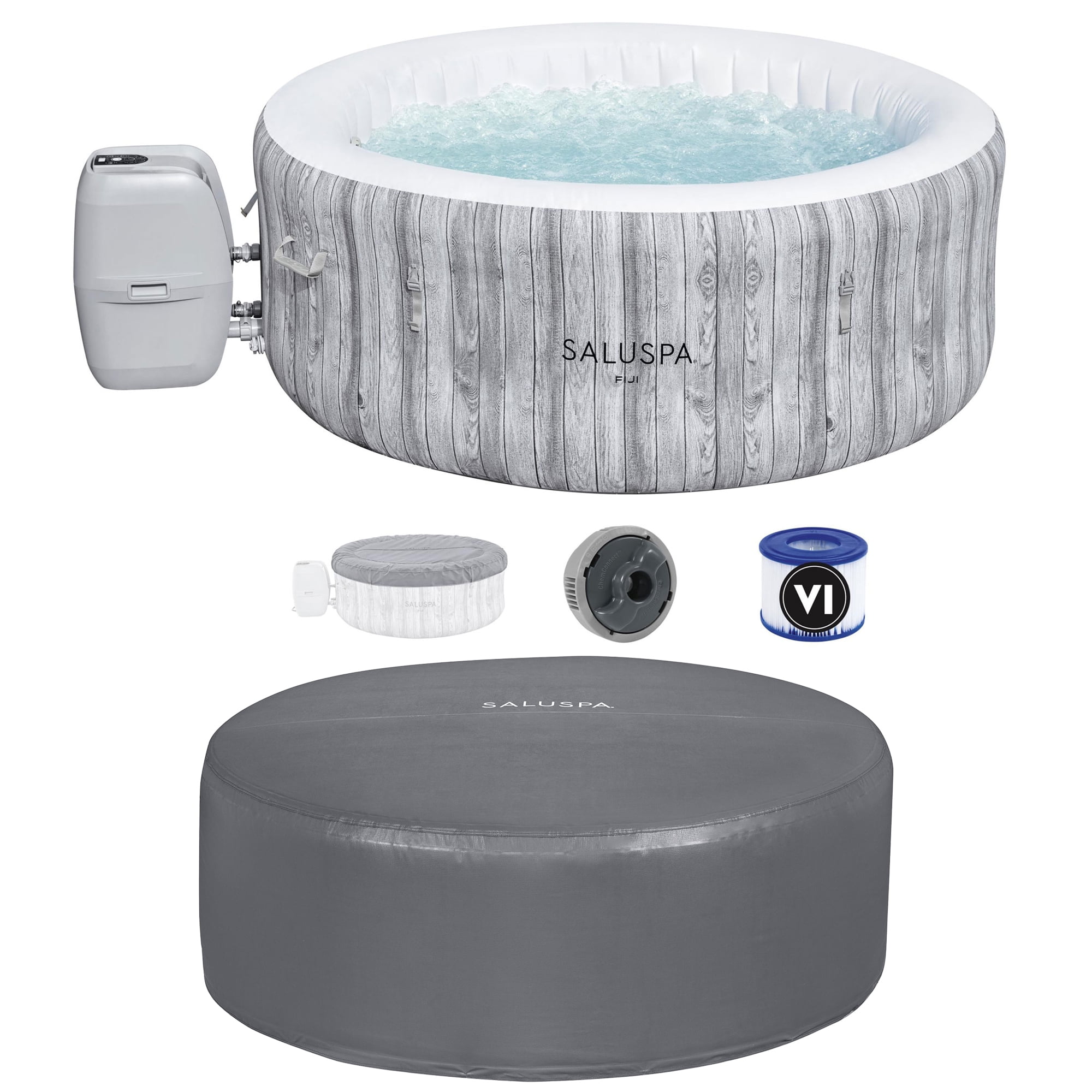 Bestway Cancun SaluSpa Hot Tub Spa & EnergySense Thermal Cover, Gray