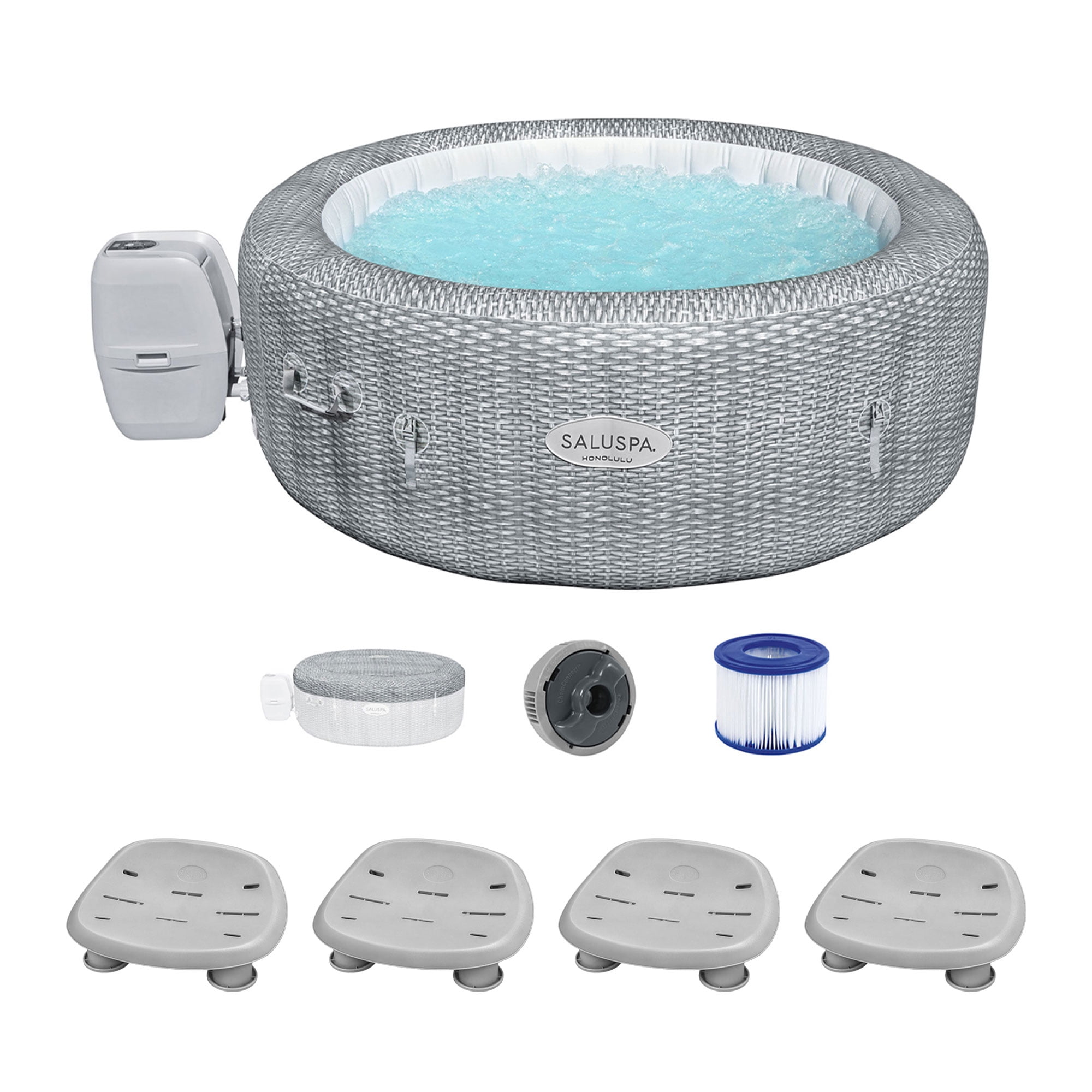 Bestway Coleman Honolulu AirJet Hot Tub with 4Pack SaluSpa Spa Seat