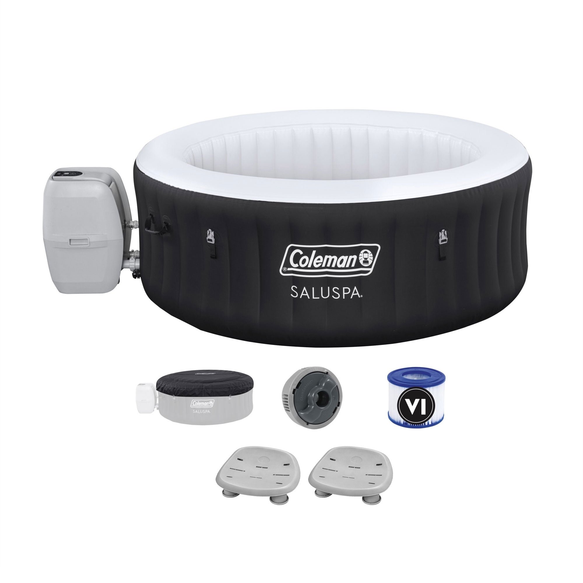 Bestway Coleman Miami AirJet Inflatable Hot Tub with 2 SaluSpa Non-Slip Pool & Spa Seat