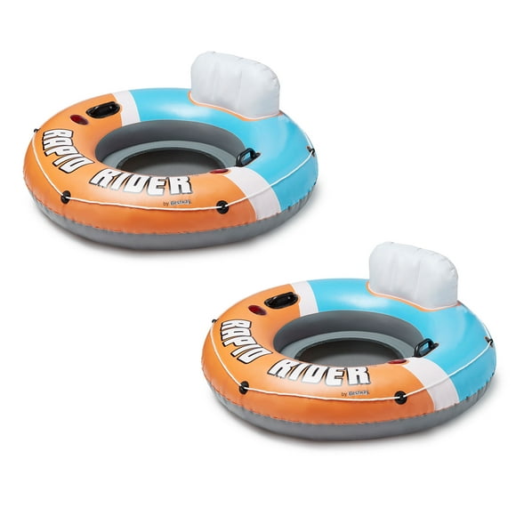 Bestway CoolerZ Rapid Rider Inflatable Lake Pool Tube Float, Orange, 2 Pack