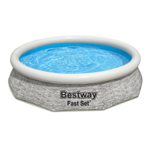 Bestway Fast Set 10' x 26" Stacked Stone Inflatable Swimming Pool Set
