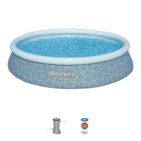 Bestway: Fast Set - 13' x 33" Inflatable Round Pool Set, Blue Abstract, Above Ground Swimming, Fill & Rise, Tritech Construction, Filter Pump, Family price history and forecast - Bestway 57375E