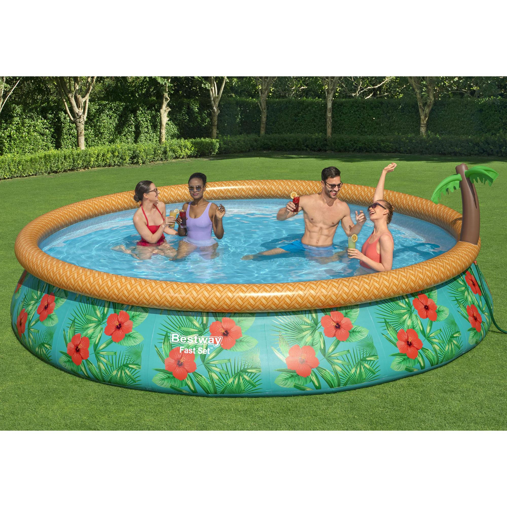 Bestway Fast Set Paradise Palms 15'x33" Inflatable Pool Set with Sprinkler - image 1 of 13