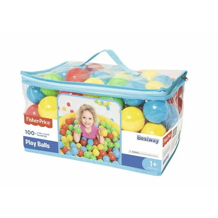 Bestway Fisher-Price Small Plastic Multi-Color Play Pit Balls, 100 Count