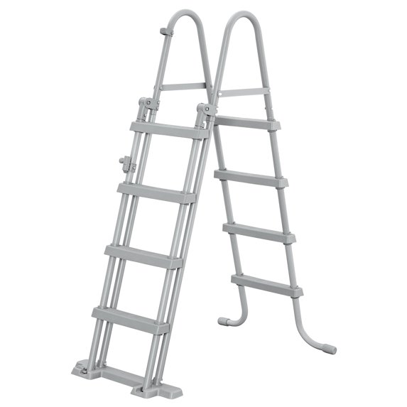 Bestway: Flip & Lock - 48" Pool Ladder -For Above Ground Swimming Pools, Corrosion Resistant Metal Frame, Anti-Slip Plastic Steps, Ladder Raise Design