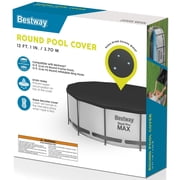 Bestway: Round Pool Cover - 12 Foot, Black - Above Ground Pools Accessory, Drainage Holes, Built-In Rope Secure, Water Protector, Block Debris & Dirt