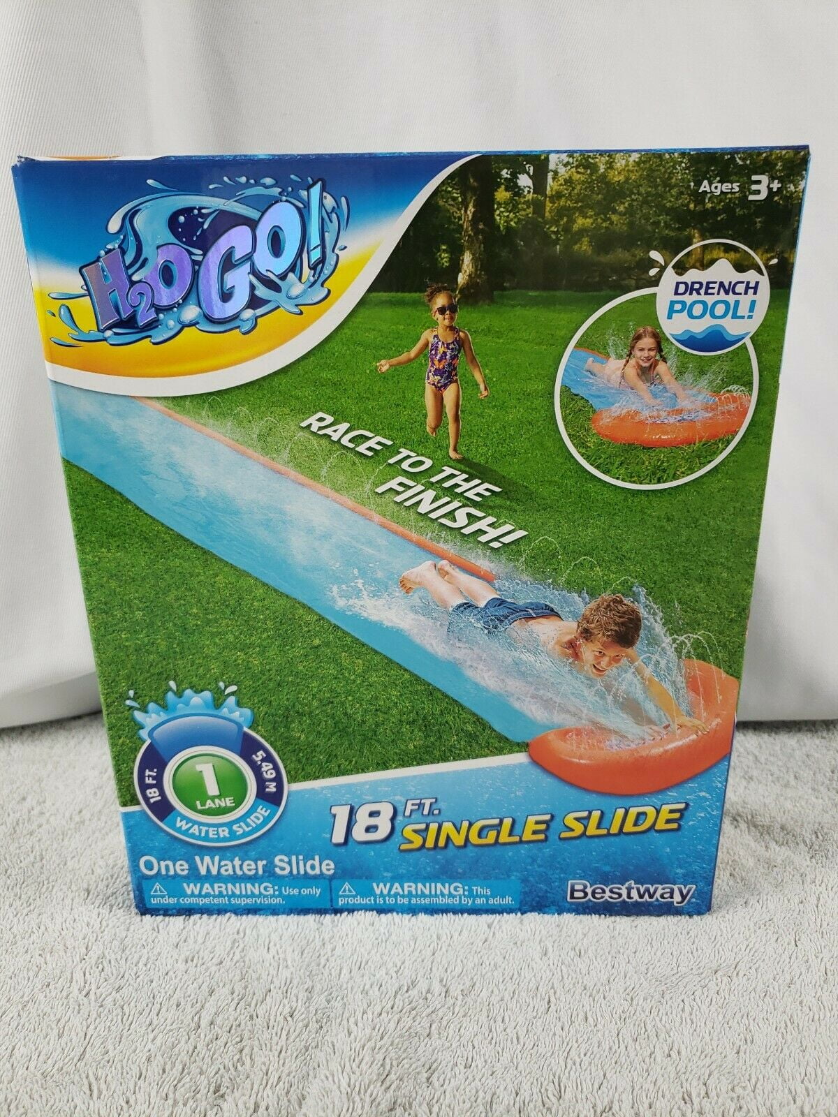 Bestway H2O Go 18ft Single Water Slide Drench Pool Brand New - Walmart.com