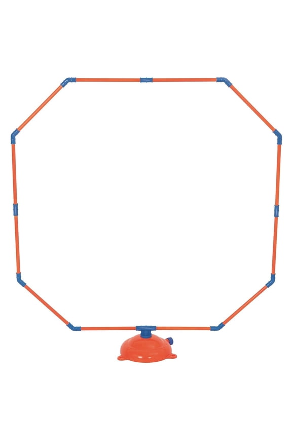 Bestway: H2OGO! Hydro Hoop Water Sprayer Sprinkler - Blue & Orange, Octagon Shaped, Rotating Water Splasher Blaster, Outdoor & Backyard Play, Kids 3+