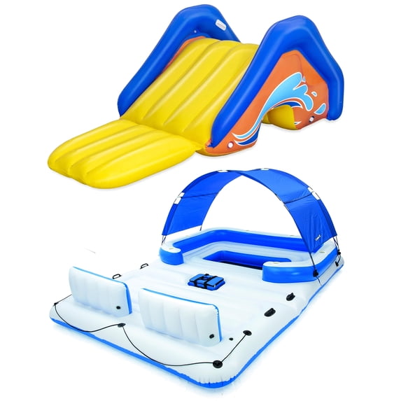 Bestway H2OGO! Inflatable Water Slide & Tropical Breeze Party Island Float