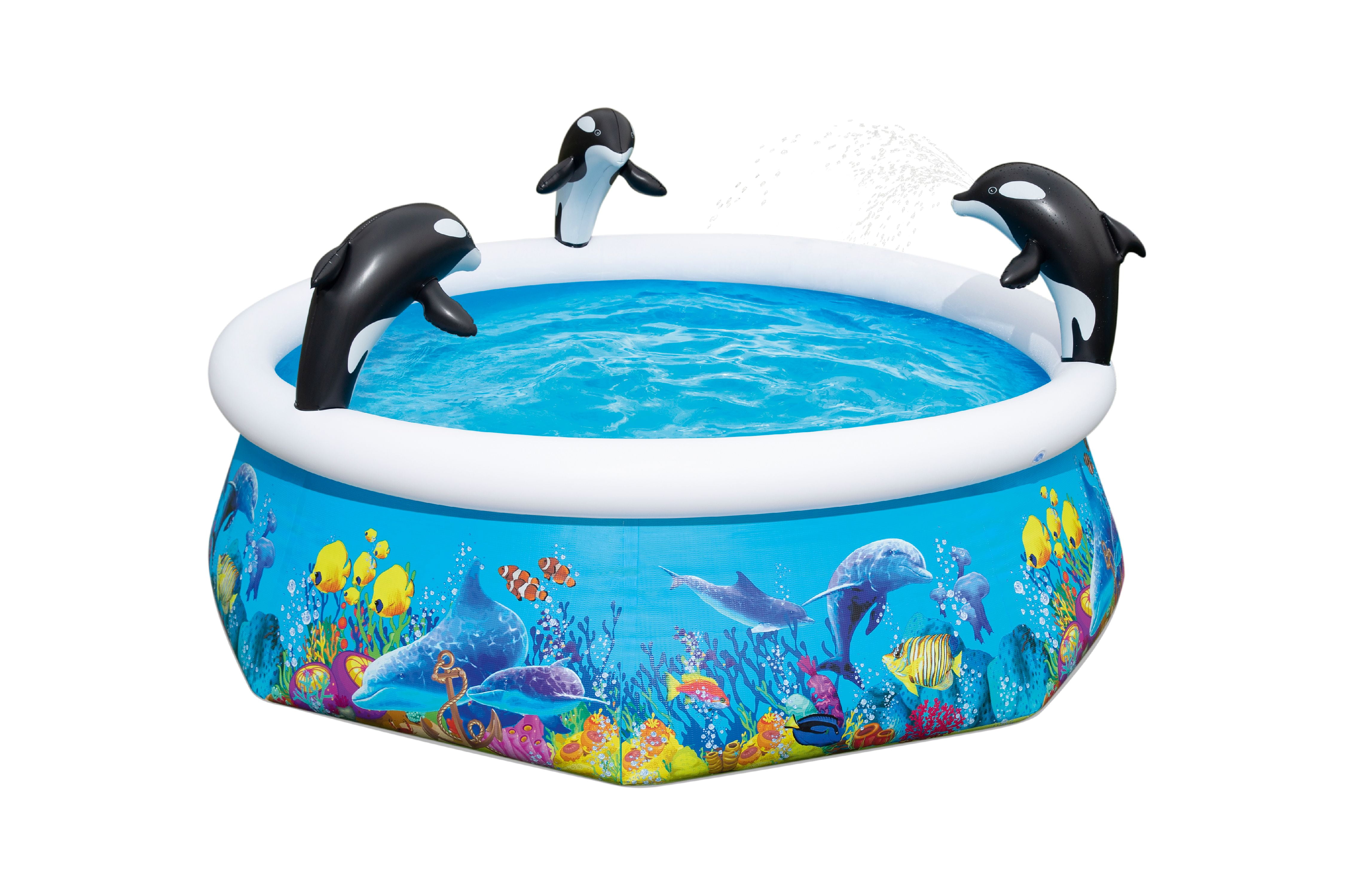 H2OGO! Orca Round Inflatable Spray Easy-Set Pool