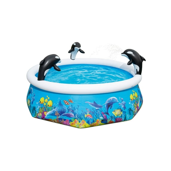 H2OGO! Orca Round Inflatable Spray Easy-Set Pool