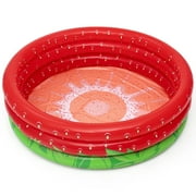 أفضل طريقة H2OGO!Sweet Strawberry Pool - 66 x H15 - مسبح لعب قابل للنفخ ثلاثي الحلقات، للأطفال، 103 جالون، للأعمار 2+