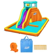Bestway H2OGO! Tidal Tower Slide Kids Backyard Inflatable Water Park w/ Slide and Air Blower
