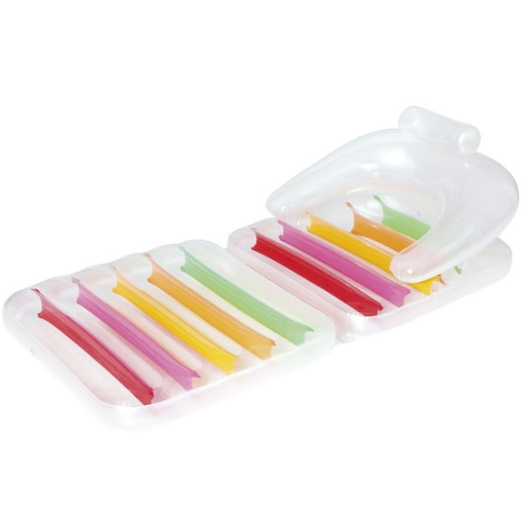 Bestway: High Fashion Folding Lounge Chair - Inflatable Transforming Design: Air Armchair Or Pool Float w/ Headrest, Water Play, Clear & Bright Colors