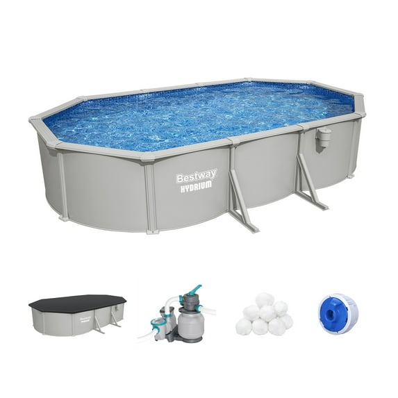 Bestway Hydrium 20' x 12' x 48" Steel Side Wall Above Ground Pool w/ Sand Pump & Accessories