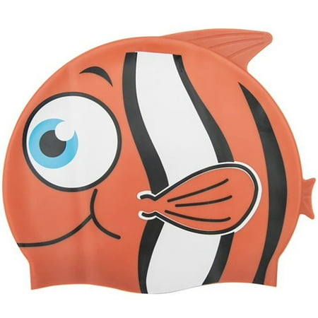Bestway: Hydro-Splash: Lil' Buddy Swim Cap - Orange - Fish Character Pool Accessory, Soft Silicone, Head-Hair Protector, Water Swimming Play, Kids 3+