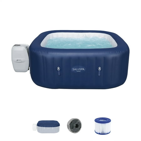 Bestway Inflatable SaluSpa Hawaii 6-Person Square Outdoor Spa, Blue, 97 lb