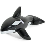 Bestway Jumbo Whale Rider - Black & White - 80x40" Inflatable Ride-On Pool Float, Ocean Animal Character Lounger, Grip Handles, Water Play, Kids 3+