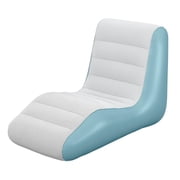Bestway Leisure Luxe Chaise Lounger - Blue & Grey, 52.5x31x34.5", Inflatable Ergonomic Air Recliner, Lightweight, Indoor & Outdoor Seating, I-Beam