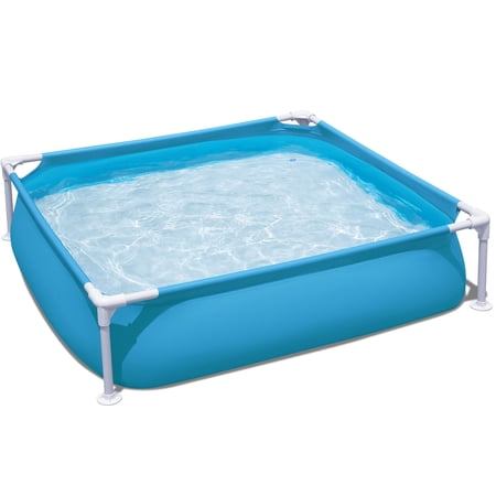 Bestway: My First Frame Pool - Blue - 48x12" Square Mini Kiddie Wading Pool, 96Gal, Outdoor Water & Splash Play, Corrosion-Resistant Metal Frame, Kids