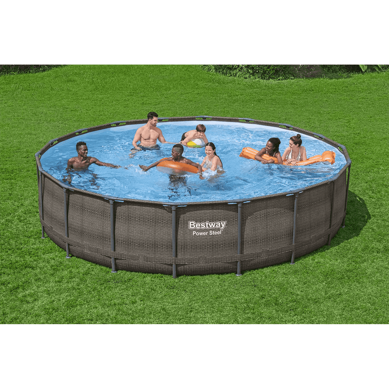 【逸品】 Round 48 x 18 Frame Steel Power Bestway Above Pool Ground バッグ