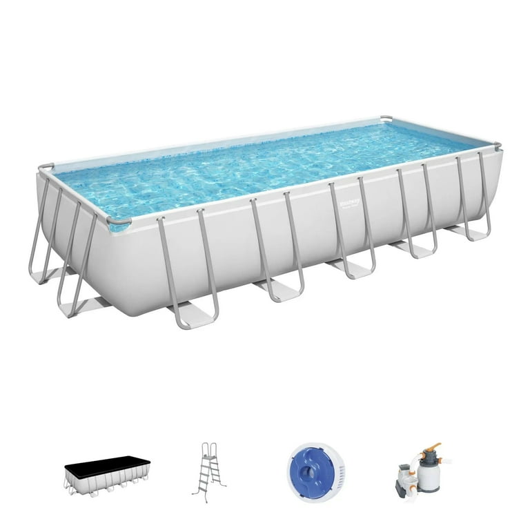 Bestway Rectangular Swimming Pool Set, Power Steel Frame, 21' x 9
