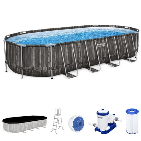 Bestway Power Steel 24’ x 12’ x 52” Oval Above Ground Swimming Pool Set
