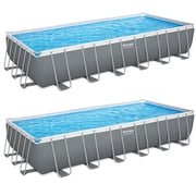 Bestway Power Steel 24 x 12 x 52" Rectangular Above Ground Pool Set, 2 Pack