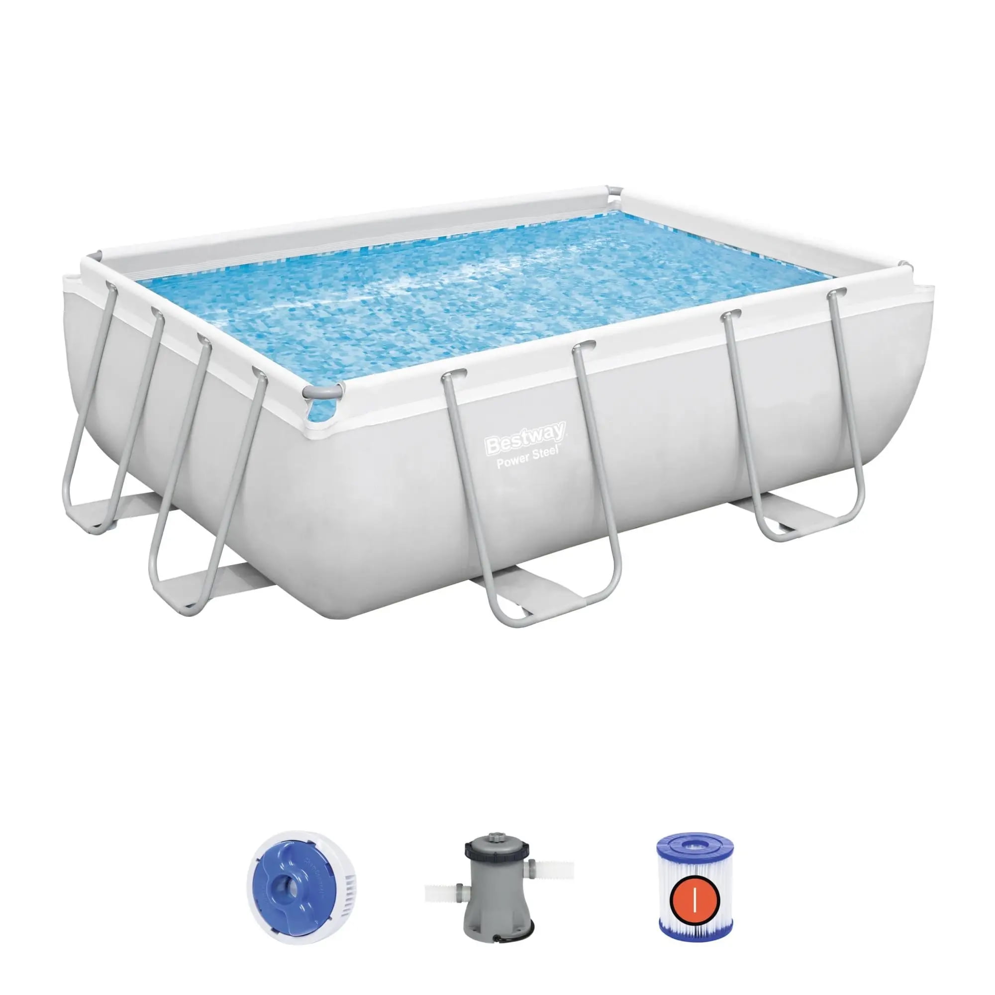 Bestway Power Steel Rectangular Above Ground Pool Set with Pump and Filter