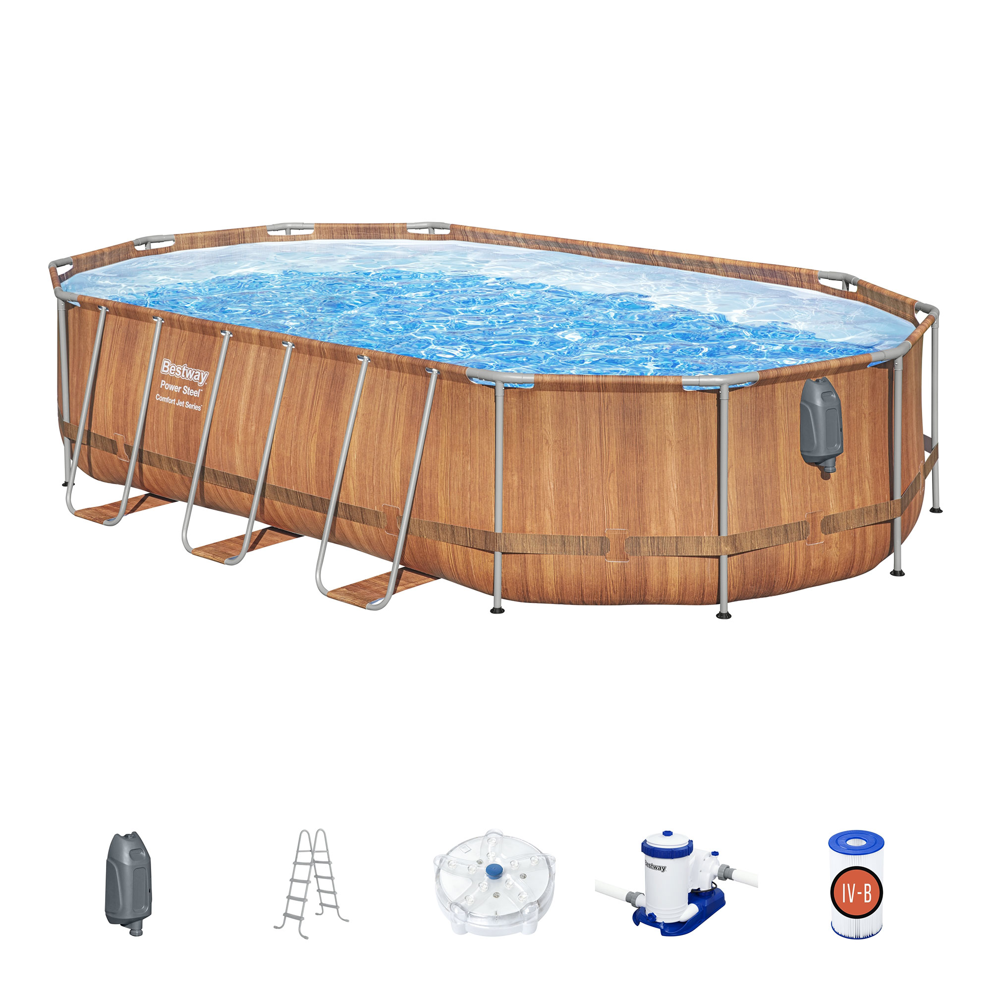 Bestway Power Steel Comfort Jet 20’ x 48” Oval Above Ground Pool, Brown