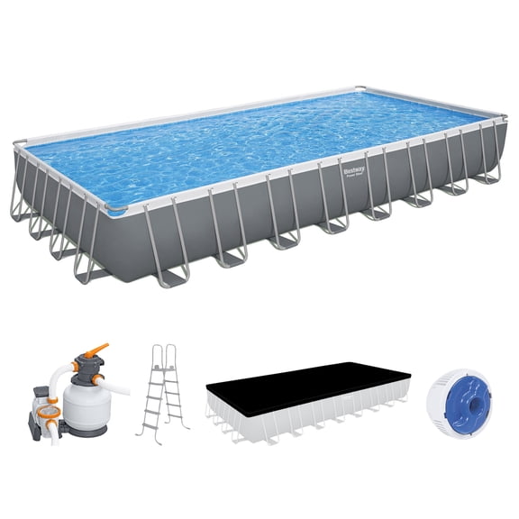 Bestway Power Steel 31’4" x 16' x 52” Metal Frame Above Ground Pool, Gray