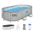 thumbnail image 1 of Bestway Power Steel Swim Vista  14’ x 8'2" x 39.5” Metal Frame Above Ground Pool, Stone, 1 of 13