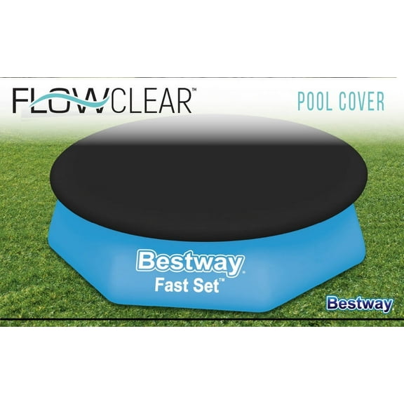 Open Box Bestway Round PVC 8 Foot Pool Cover for Above Ground Pro Frame Pools