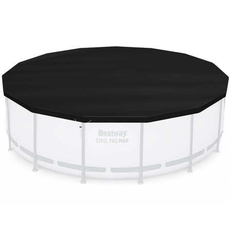 Bestway Round Pool Cover for 15 Foot Above Ground Pools, Black (Cover Only)