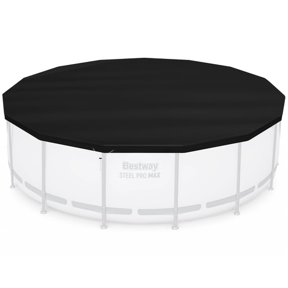 Bestway Round Pool Cover for 15 Foot Above Ground Pools, Black (Cover Only)