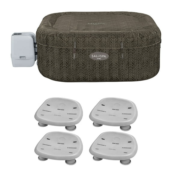 Bestway SaluSpa AirJet Inflatable Square Hot Tub with 4 Non Slip Pool and Spa Seat