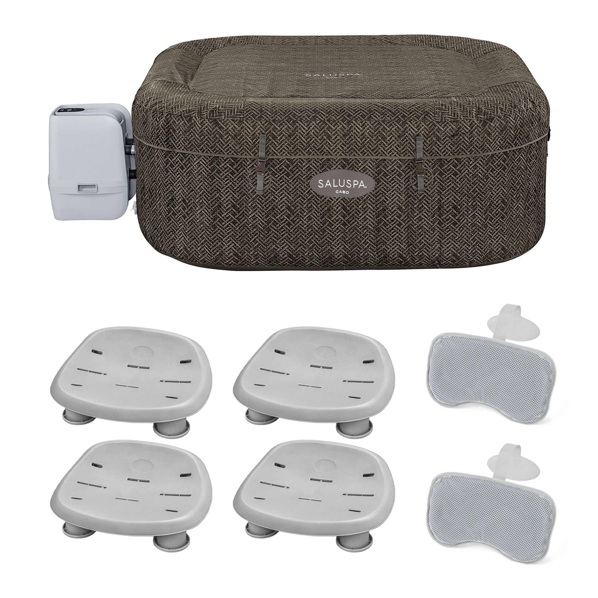 Bestway SaluSpa AirJet Inflatable Square Hot Tub with 4 Seat & 2 Pillow