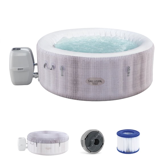 Bestway SaluSpa Cancun 2-4 Person Inflatable Hot Tub, Round Energy-Efficient Spa, 71"x26"