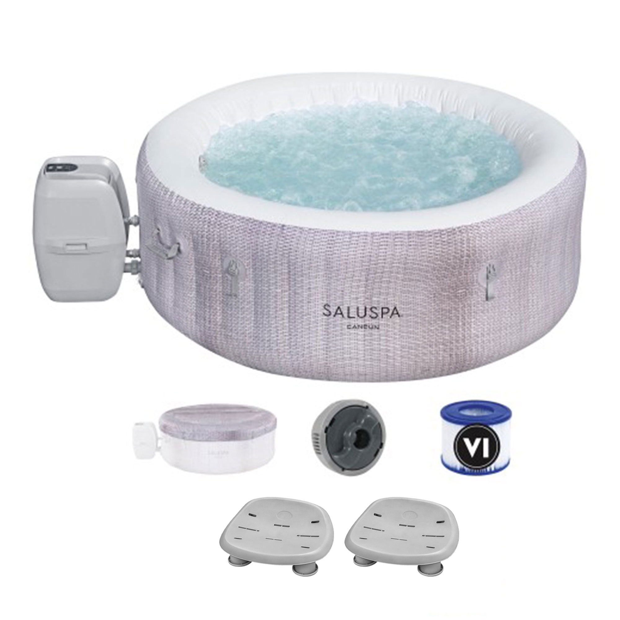 Bestway SaluSpa Cancun Hot Tub + Bestway SaluSpa Non Slip Spa Seat