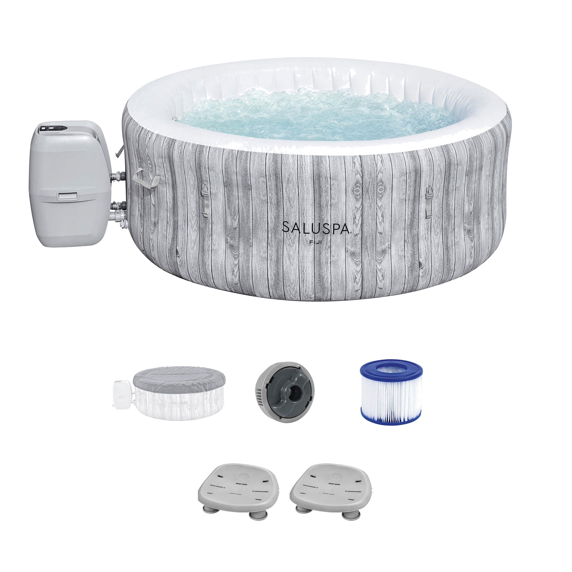 Bestway Fiji Gray Round Inflatable Hot Tub with AirJets