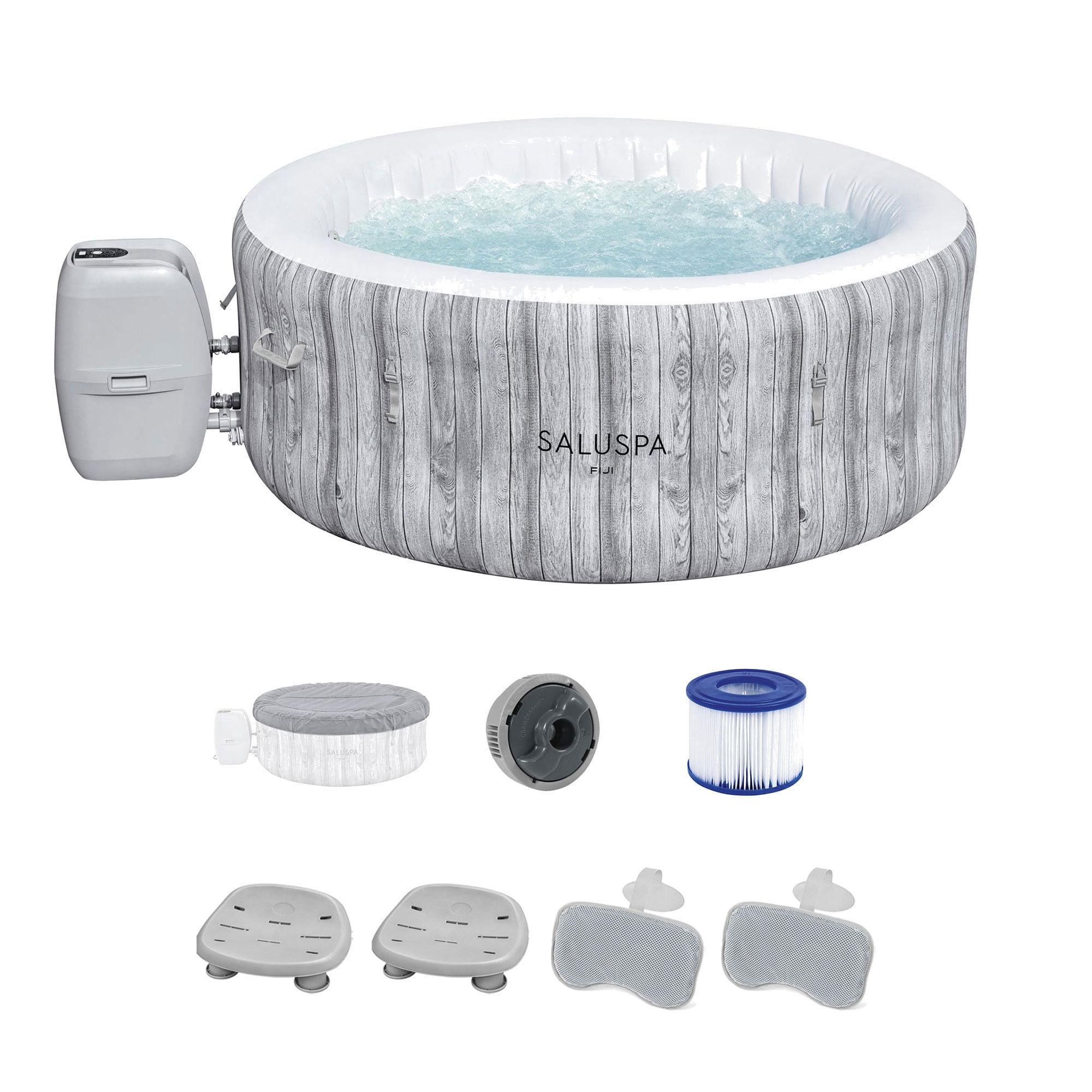 Bestway SaluSpa Fiji Hot Tub w/ 2 Pool Spa Seat & 2 Pillows Pump #P09085