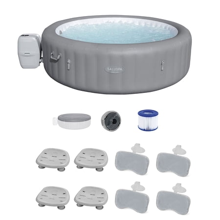 Bestway SaluSpa Grenada Hot Tub w/Set of 4 Spa Seat & 2 Pack Pillows